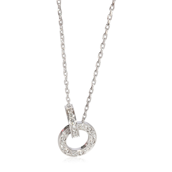 Cartier Jewelry - Cartier Love Paved Interlocking Circle Necklace in 18K White Gold 0.30 Ctw